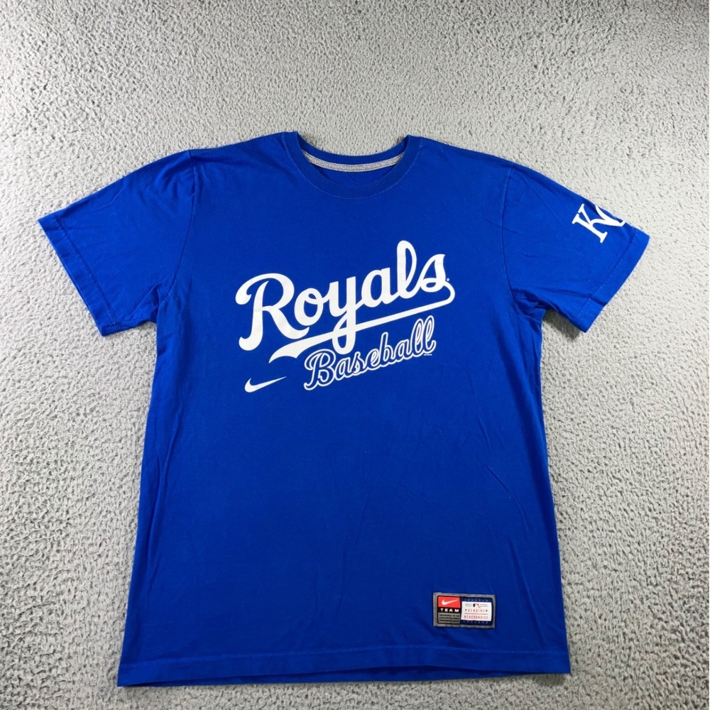 Nike T-Shirt Men L Kansas City Royals Baseball Royal Blue Graphic Tee Sportswear